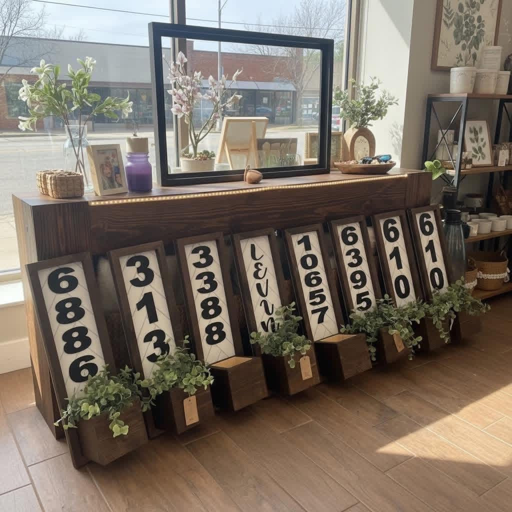 Framed number planters 25”x8”